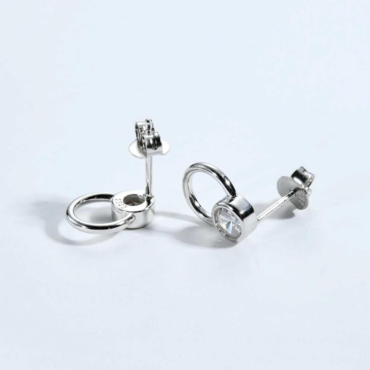 Inlaid Zircon 925 Sterling Silver Stud Earrings Earrings - Tophatter Daily Deals