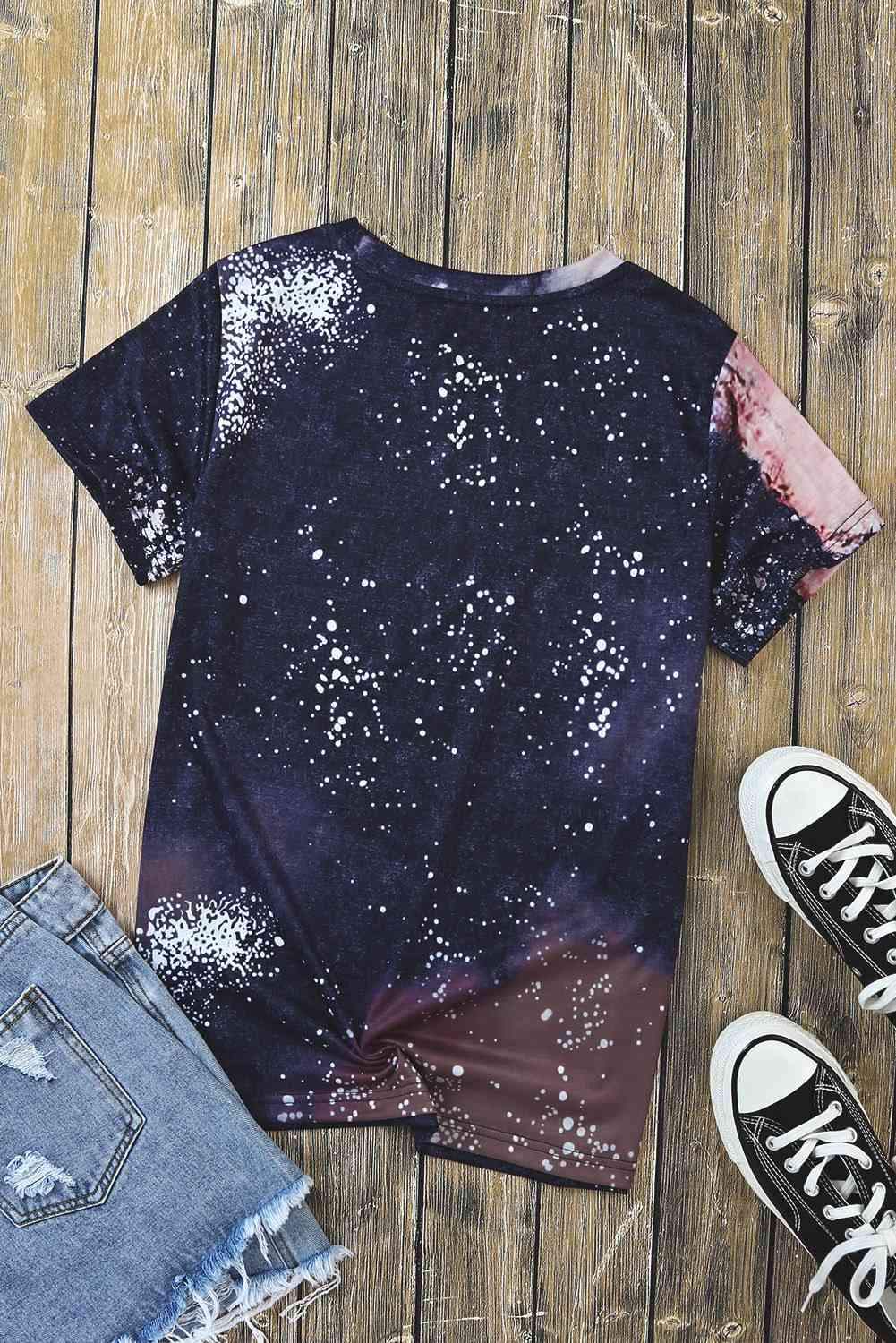 Printed AMERICA Graphic Round Neck Short Sleeve Tee Women's T-Shirts - Tophatter Daily Deals