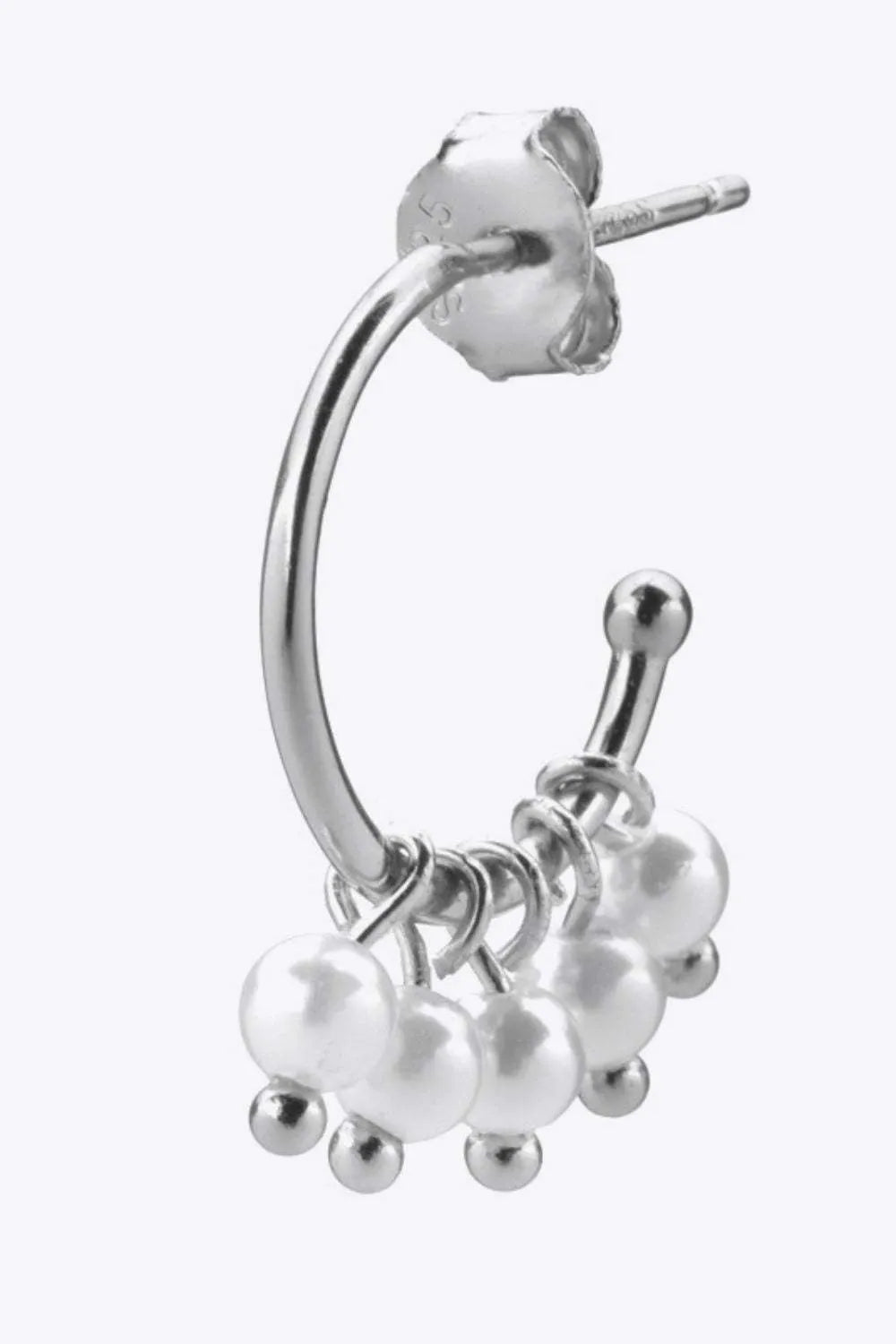 Pearl 925 Sterling Silver C-Hoop Earrings Earrings - Tophatter Daily Deals