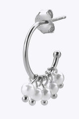 Pearl 925 Sterling Silver C-Hoop Earrings Earrings - Tophatter Daily Deals