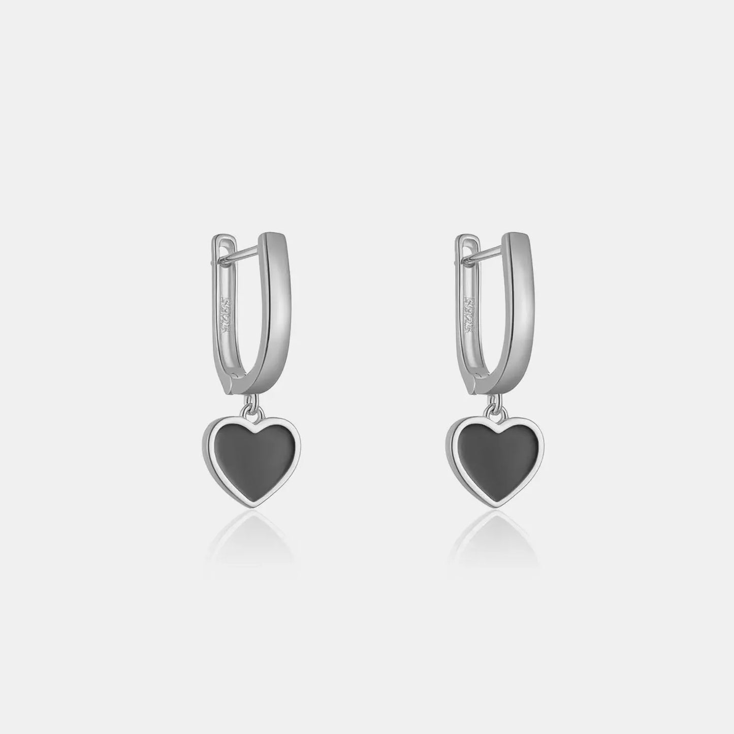 925 sterling silver Heart Drop Earrings Silver One Size Earrings - Tophatter Daily Deals