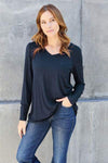 Basic Bae Full Size V-Neck Long Sleeve Top Blouses - Tophatter Daily Deals