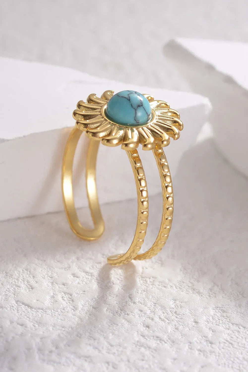 Turquoise Stainless Steel Open Ring Rings - Tophatter Daily Deals