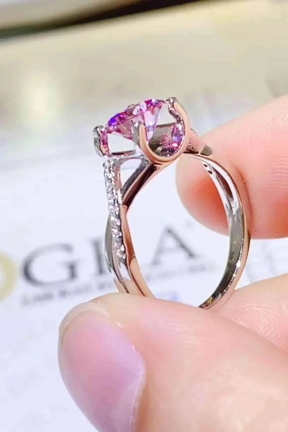 1 Carat Moissanite Crisscross 925 Sterling Silver Ring Moissanite - Tophatter Daily Deals