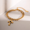 Stainless Steel Imitation Gemstone Cross Shape Pendant Bracelet Bracelets - Tophatter Daily Deals