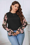 Plus Size Floral Flounce Sleeve Blouse Black Blouses - Tophatter Daily Deals