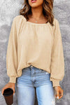 Square Neck Waffle-Knit Top Ivory Blouses - Tophatter Daily Deals