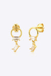 Zircon 925 Sterling Silver Drop Earrings Gold White One Size Earrings - Tophatter Daily Deals
