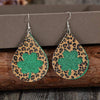 Leopard Hollowed Leather Teardrop Earrings Earrings - Tophatter Daily Deals