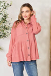 Heimish Full Size Waffle-Knit Button Down Blouse Blouses - Tophatter Daily Deals