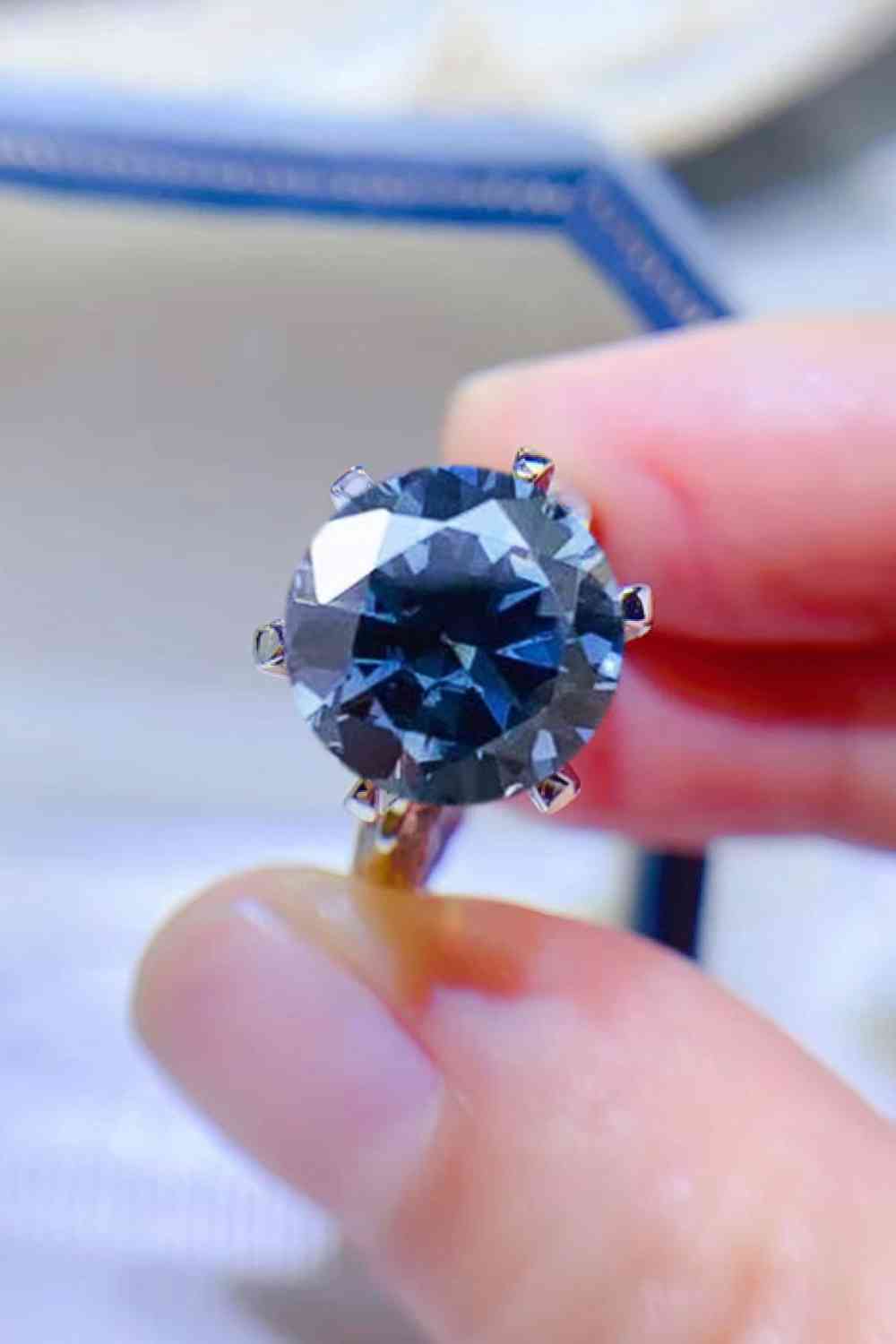 5 Carat Moissanite 925 Sterling Silver Ring Cobalt Blue Moissanite - Tophatter Daily Deals