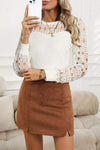 Hollowed Floral Lace Spliced Long Sleeve Blouse Blouses - Tophatter Daily Deals