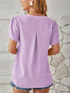 Swiss Dot Notched Petal Sleeve T-Shirt Women's T-Shirts - Tophatter Daily Deals