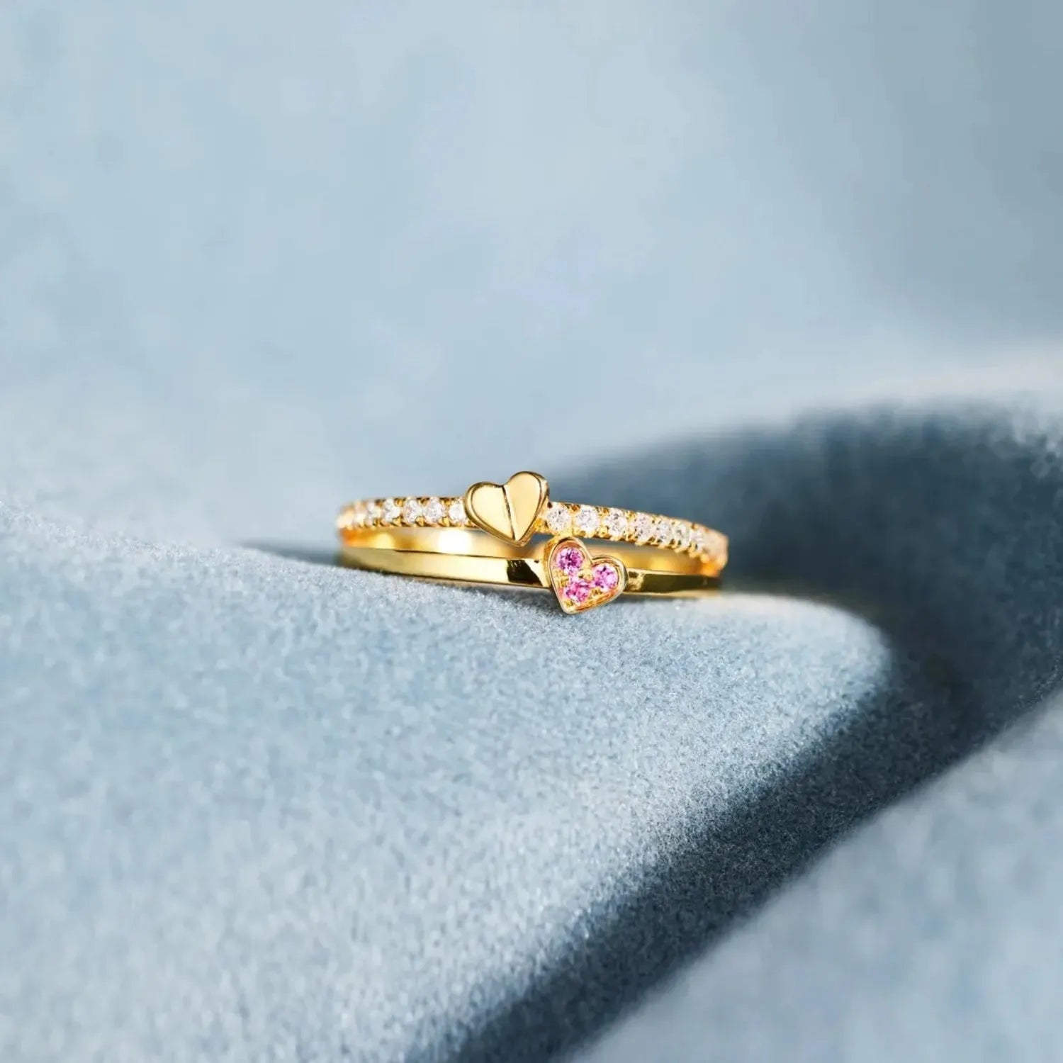 18K Gold-Plated 925 Sterling Silver Double-Layered Ring Rings - Tophatter Daily Deals