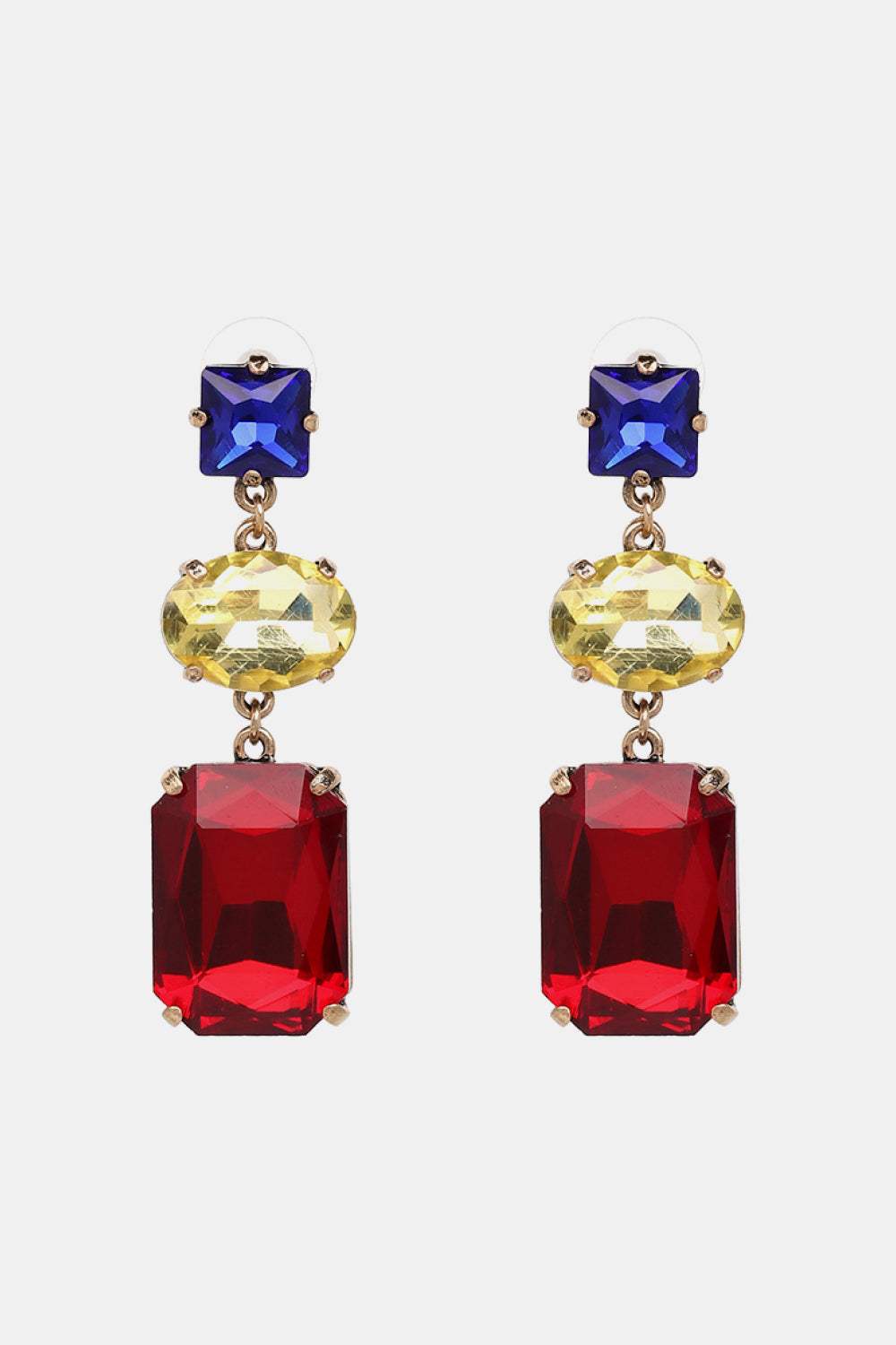 Geometrical Shape Glass Dangle Earrings Deep Red One Size Earrings - Tophatter Daily Deals