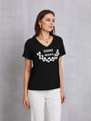 COFFEE BEANS V-Neck Short Sleeve T-Shirt Black Women's T-Shirts - Tophatter Daily Deals