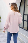 Round Neck Flounce Sleeve Blouse Blouses - Tophatter Daily Deals