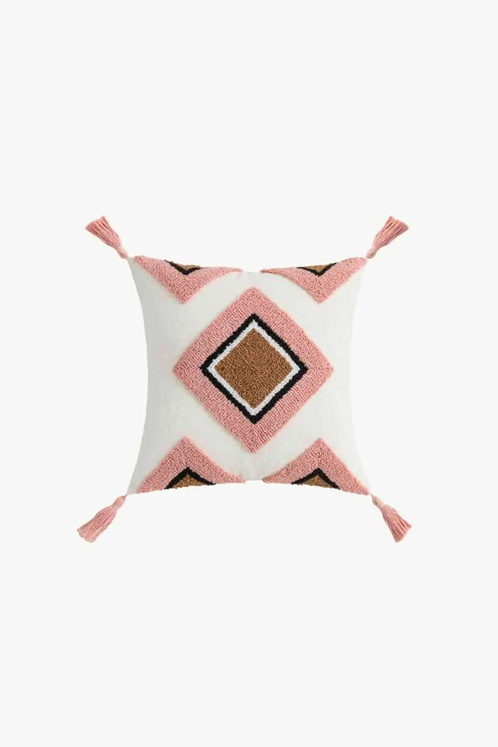 Geometric Graphic Tassel Decorative Throw Pillow Case Diamond Square One Size Decorative Pillowcases - Tophatter Daily Deals