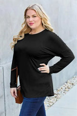 Basic Bae Full Size Round Neck Dropped Shoulder T-Shirt Women's T-Shirts - Tophatter Daily Deals
