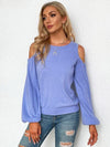 Round Neck Cold Shoulder T-Shirt Light Indigo Women's T-Shirts - Tophatter Daily Deals