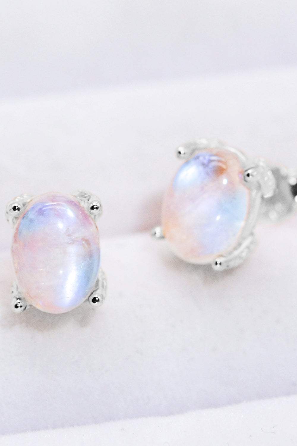 Natural Moonstone 4-Prong Stud Earrings Moonstone - Tophatter Daily Deals