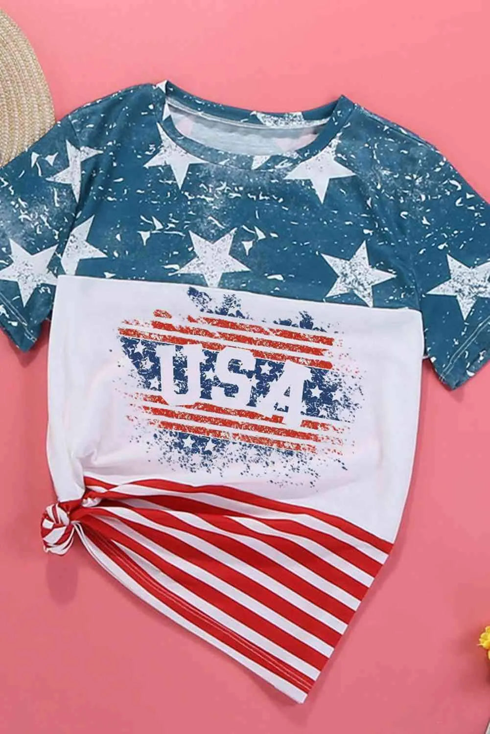Stars and Stripes Color Block T-Shirt Women's T-Shirts - Tophatter Daily Deals
