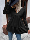 Waffle-Knit V-Neck Long Sleeve Blouse Blouses - Tophatter Daily Deals