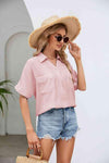 Half Button Johnny Collar Blouse Blouses - Tophatter Daily Deals