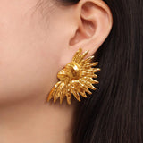 Titanium Steel Gold-Plated Earrings Gold One Size Earrings - Tophatter Daily Deals