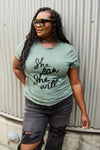 Simply Love Full Size SHE CAN SHE WILL Short Sleeve T-Shirt Women's T-Shirts - Tophatter Daily Deals