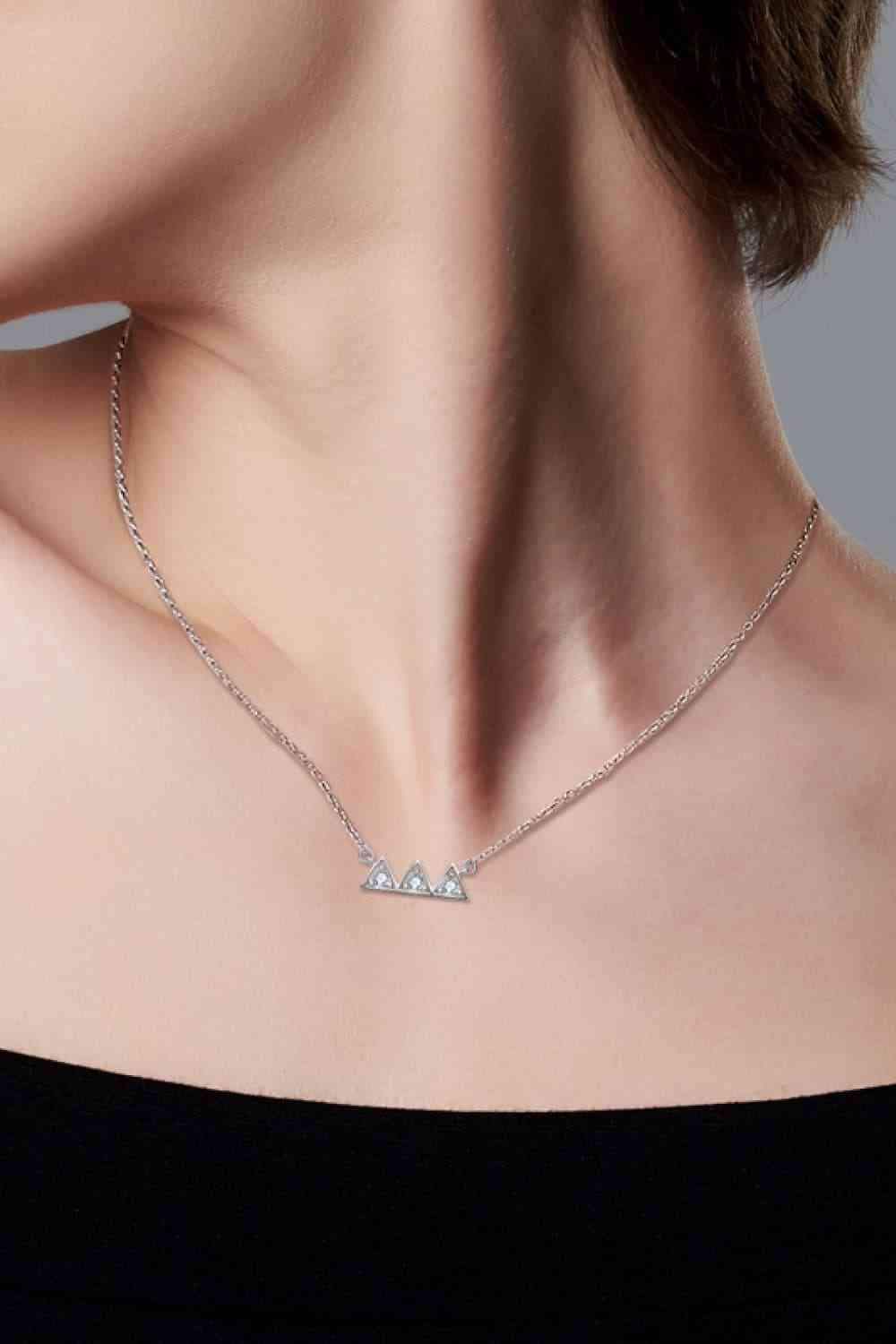 Moissanite Triangle Platinum-Plated Necklace Moissanite - Tophatter Daily Deals