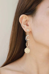 5-Pair Wholesale Inlaid Rhinestone Moon and Star Drop Earrings Gold Blue One Size Earrings - Tophatter Daily Deals