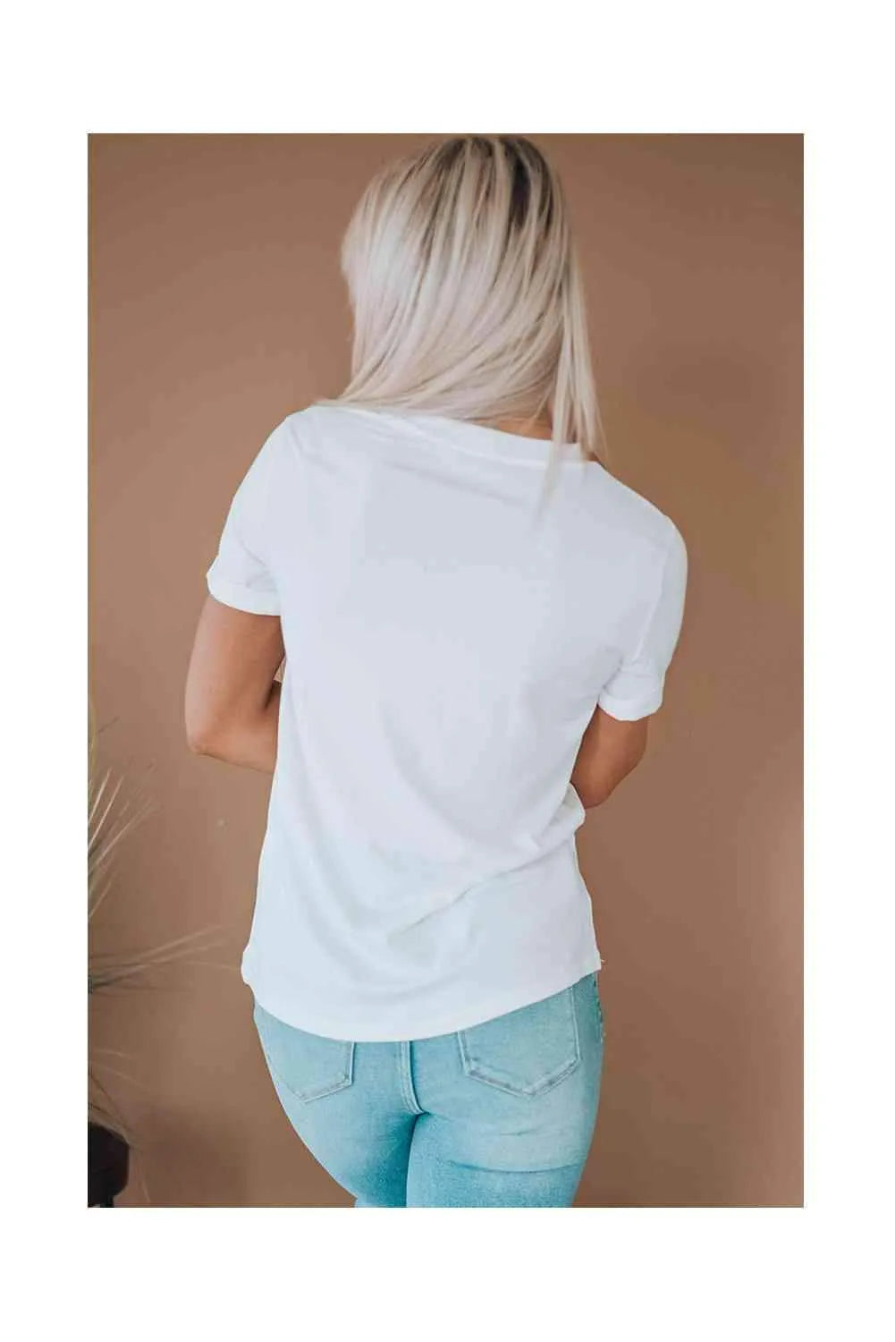 Letter Graphic Round Neck T-Shirt Women's T-Shirts - Tophatter Daily Deals