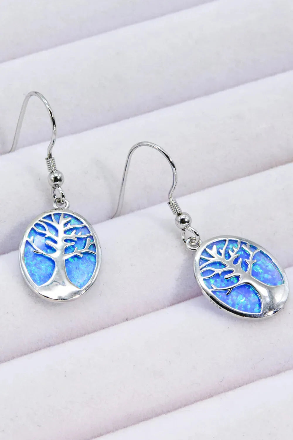 Opal Blue Platinum-Plated Drop Earrings Opal - Tophatter Daily Deals