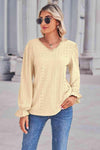 Lace Trim V-Neck Flounce Sleeve Top Blouses - Tophatter Daily Deals