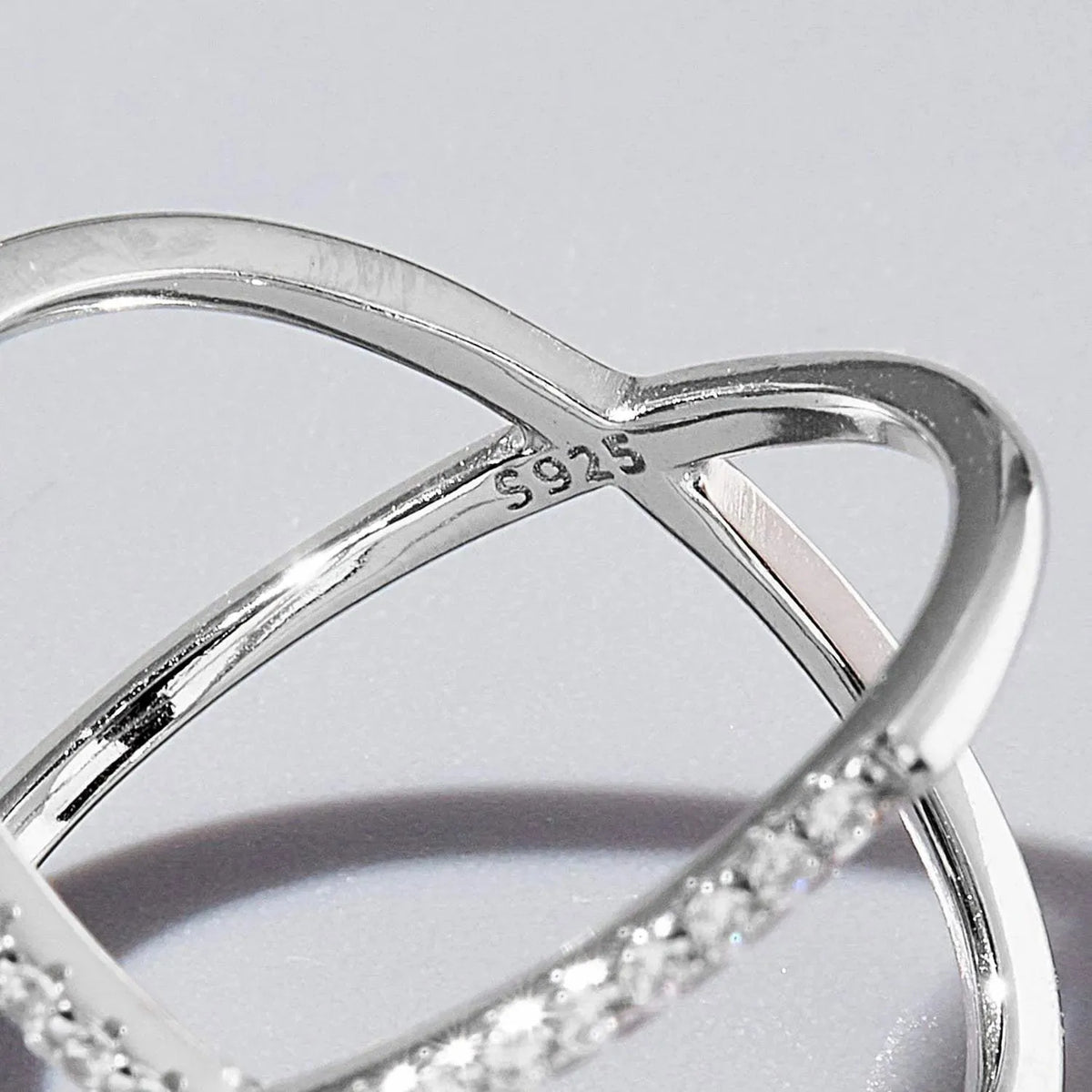X Shape Inlaid Zircon 925 Sterling Silver Ring Rings - Tophatter Daily Deals