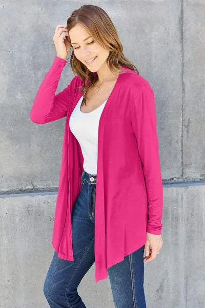 Basic Bae Full Size Open Front Long Sleeve Cardigan Blouses - Tophatter Daily Deals