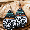 Teardrop Alloy Earrings Cow Print One Size Earrings - Tophatter Daily Deals