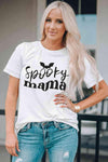 Round Neck Short Sleeve SPOOKY MAMA Graphic T-Shirt White Women's T-Shirts - Tophatter Daily Deals