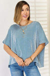 Zenana Striped Round Neck Half Sleeve T-Shirt Blouses - Tophatter Daily Deals