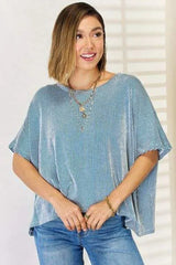 Zenana Striped Round Neck Half Sleeve T-Shirt Blouses - Tophatter Daily Deals