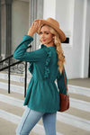 Round Neck Ruffled Peplum Blouse Blouses - Tophatter Daily Deals