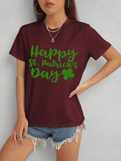 HAPPY ST. PATRICK'S DAY Short Sleeve T-Shirt Wine Women's T-Shirts - Tophatter Daily Deals