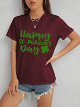 HAPPY ST. PATRICK'S DAY Short Sleeve T-Shirt Wine Women's T-Shirts - Tophatter Daily Deals