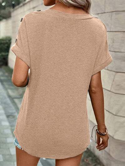 V-Neck Short Sleeve T-Shirt Women's T-Shirts - Tophatter Daily Deals