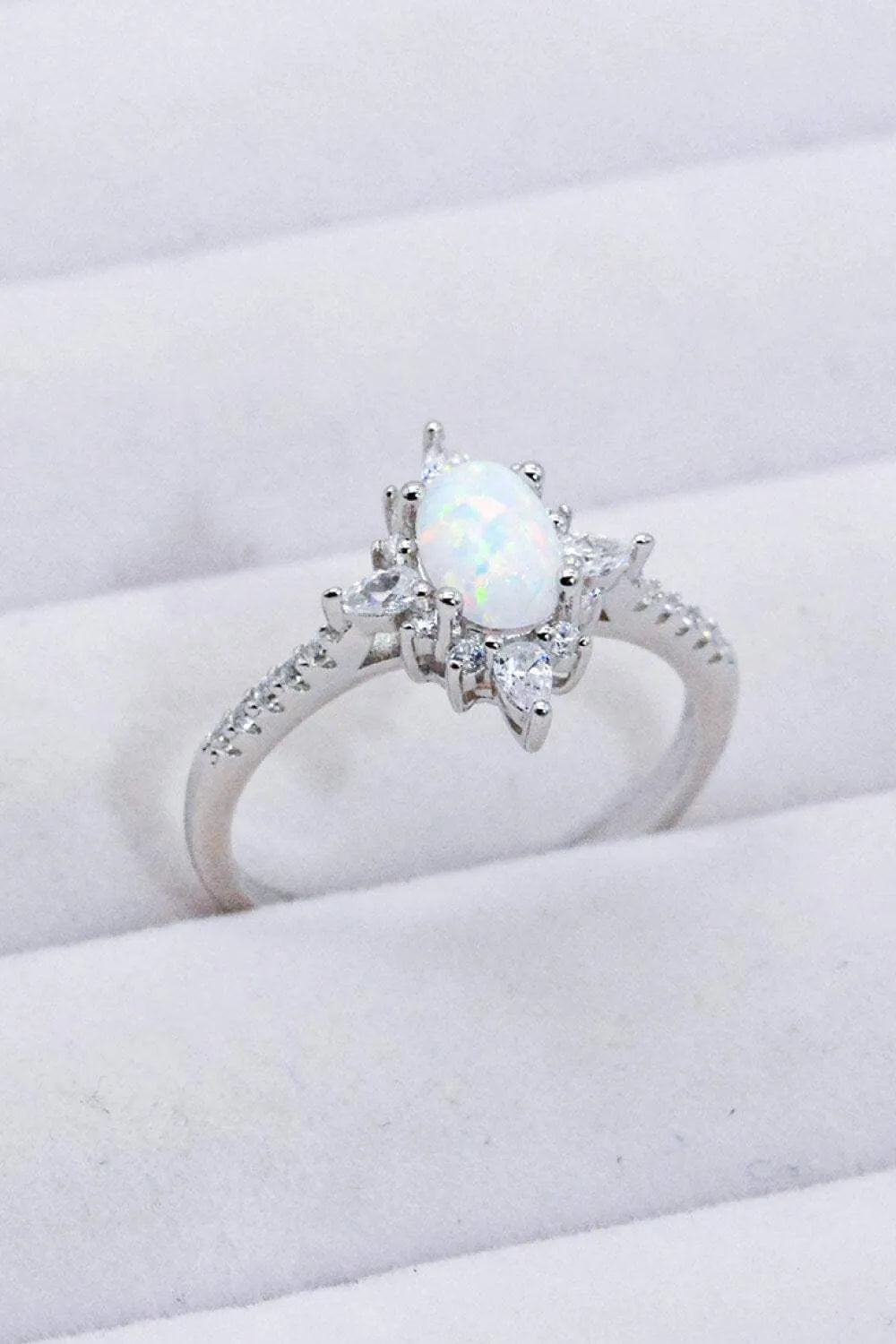 Platinum-Plated Opal and Zircon Ring Opal - Tophatter Daily Deals