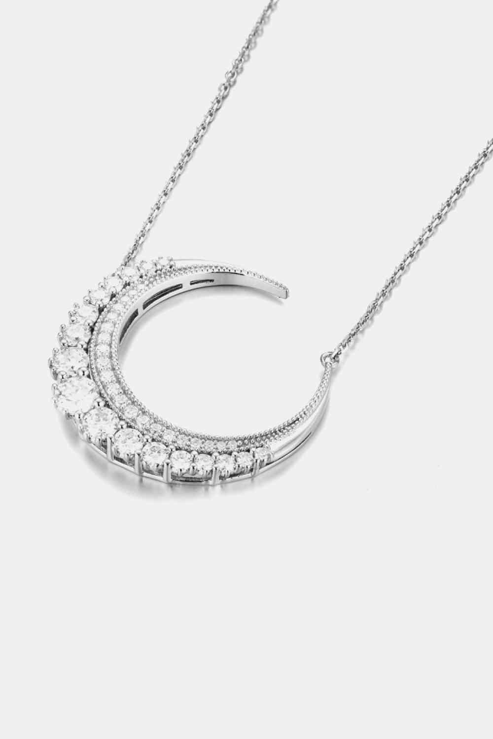 1.8 Carat Moissanite Crescent Moon Shape Pendant Necklace Moissanite - Tophatter Daily Deals