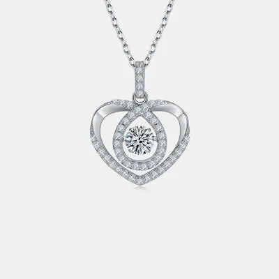 Moissanite 925 Sterling Silver Heart Shape Necklace Moissanite - Tophatter Daily Deals