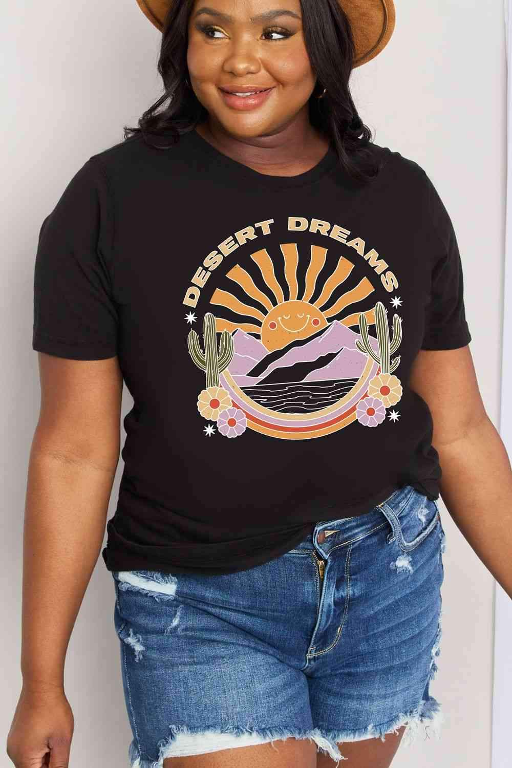 Simply Love Full Size DESERT DREAMS Graphic Cotton Tee Women's T-Shirts - Tophatter Daily Deals