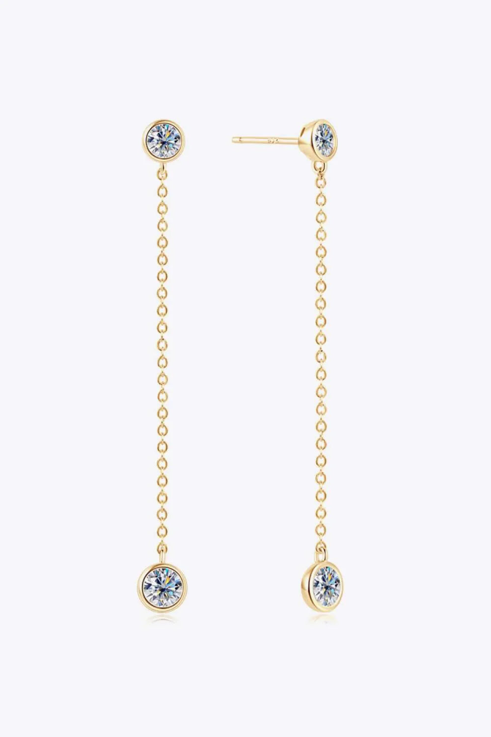 Adored Moissanite Chain Earrings Gold One Size Moissanite - Tophatter Daily Deals
